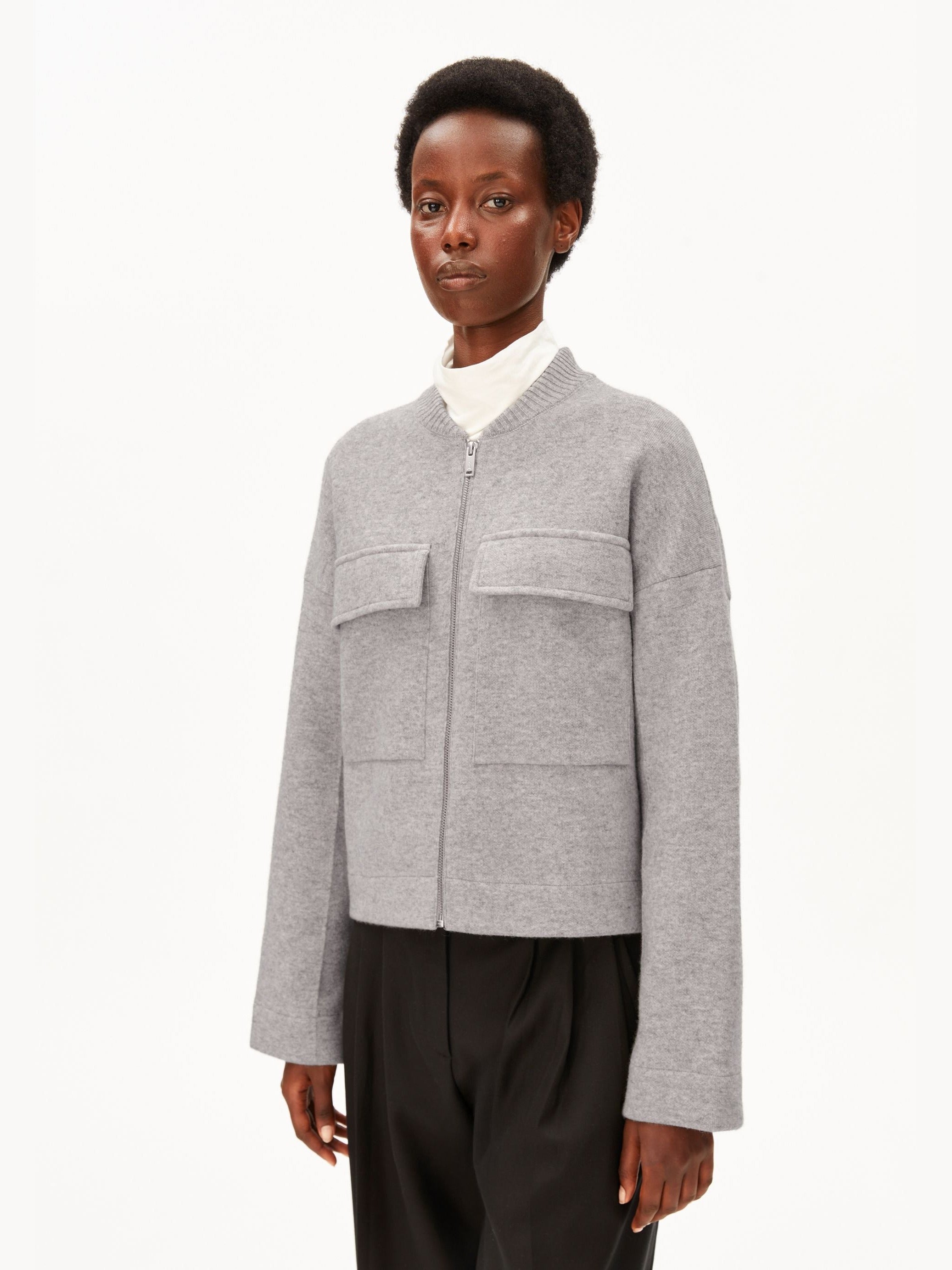 BAUMWOLL-WOLL BOMBERJACKE | dark honey melange