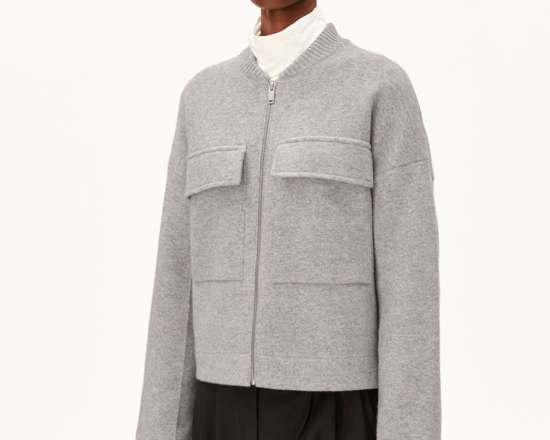 BAUMWOLL-WOLL BOMBERJACKE | dark honey melange