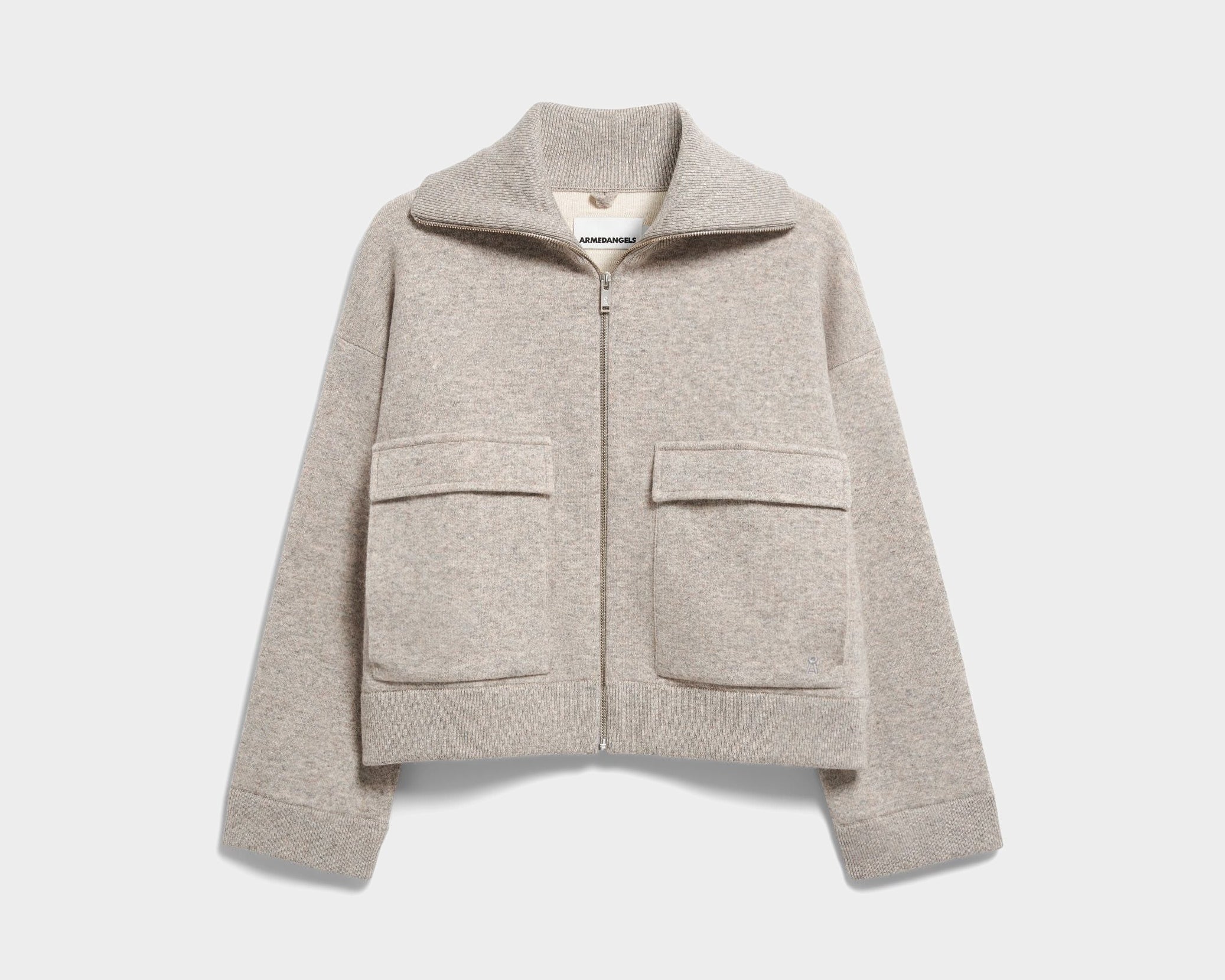 BAUMWOLL-WOLL STRICKJACKE | dark honey melange