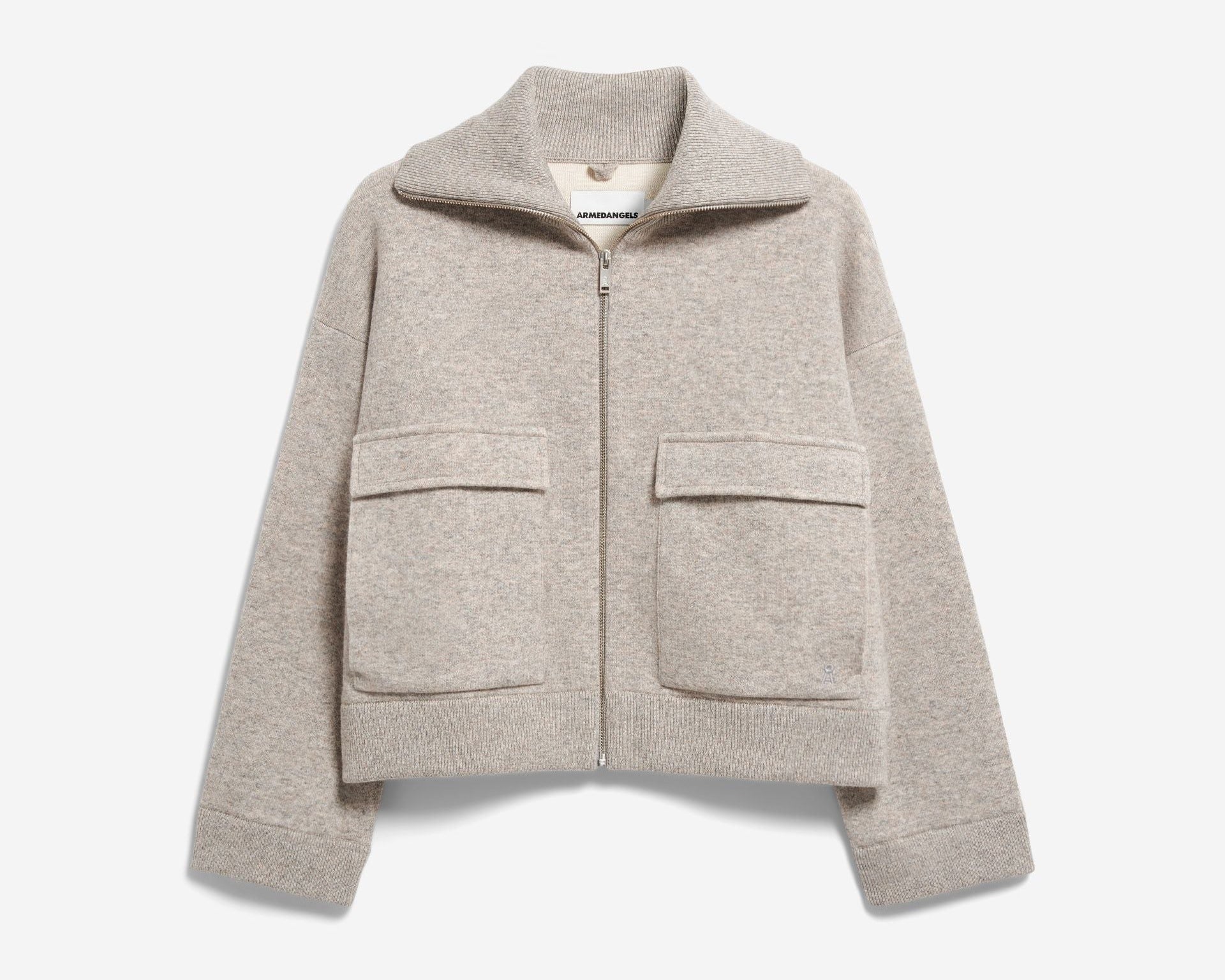 BAUMWOLL-WOLL STRICKJACKE | dark honey melange