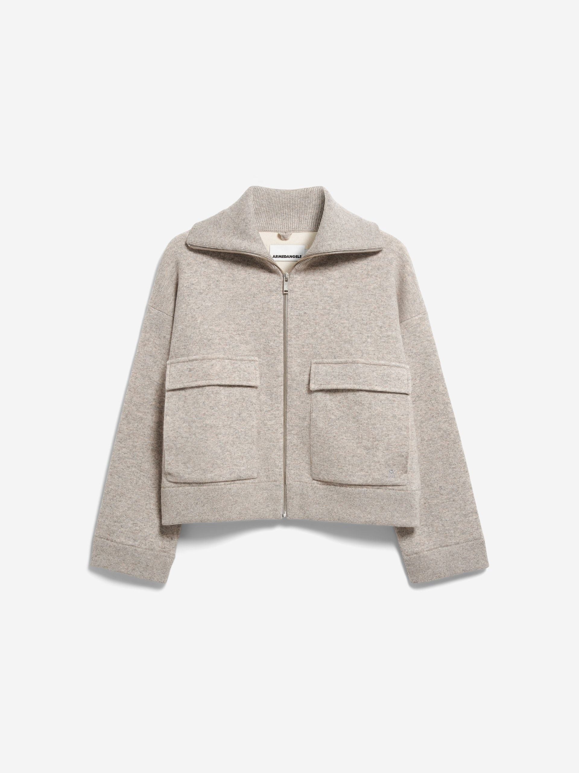 BAUMWOLL-WOLL STRICKJACKE | dark honey melange