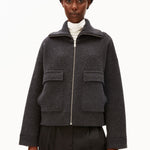BAUMWOLL-WOLL STRICKJACKE | steel melange