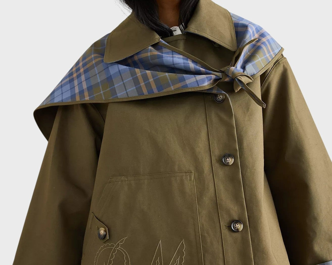 Beatrix | Bavlněná pelerínová bunda s kostkou