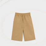Bermuda beige large élastiqué en coton et lin