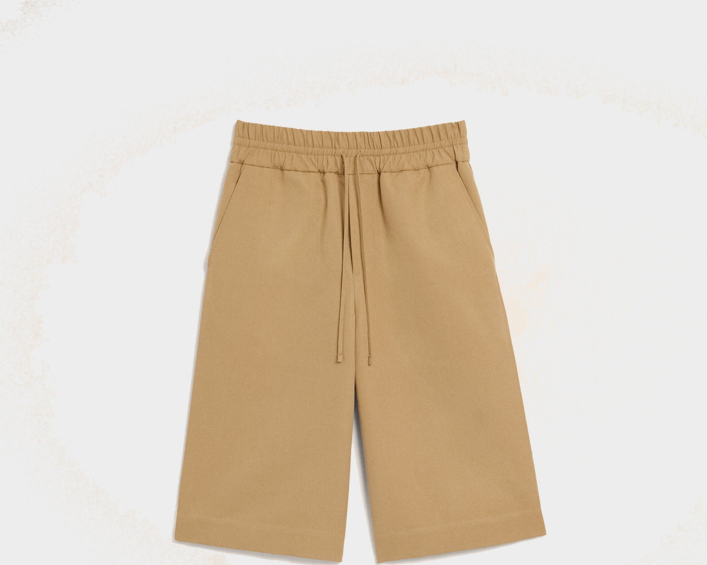 Bermuda beige large élastiqué en coton et lin