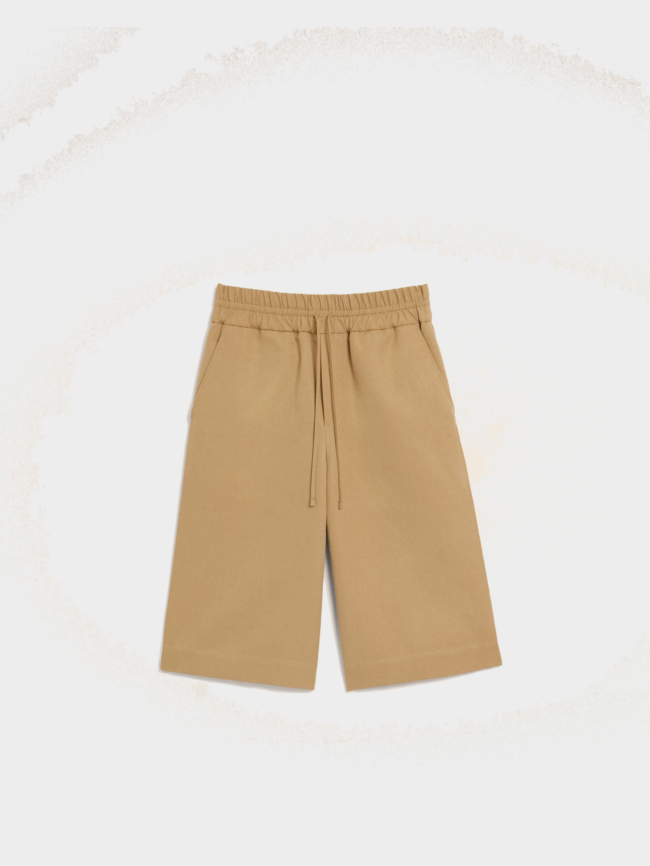 Bermuda beige large élastiqué en coton et lin