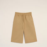 Bermuda beige large élastiqué en coton et lin