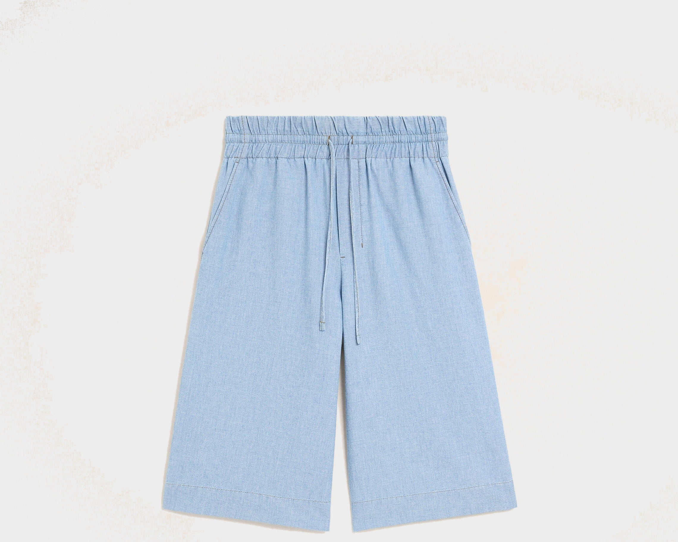 Bermuda bleu large élastiqué en coton