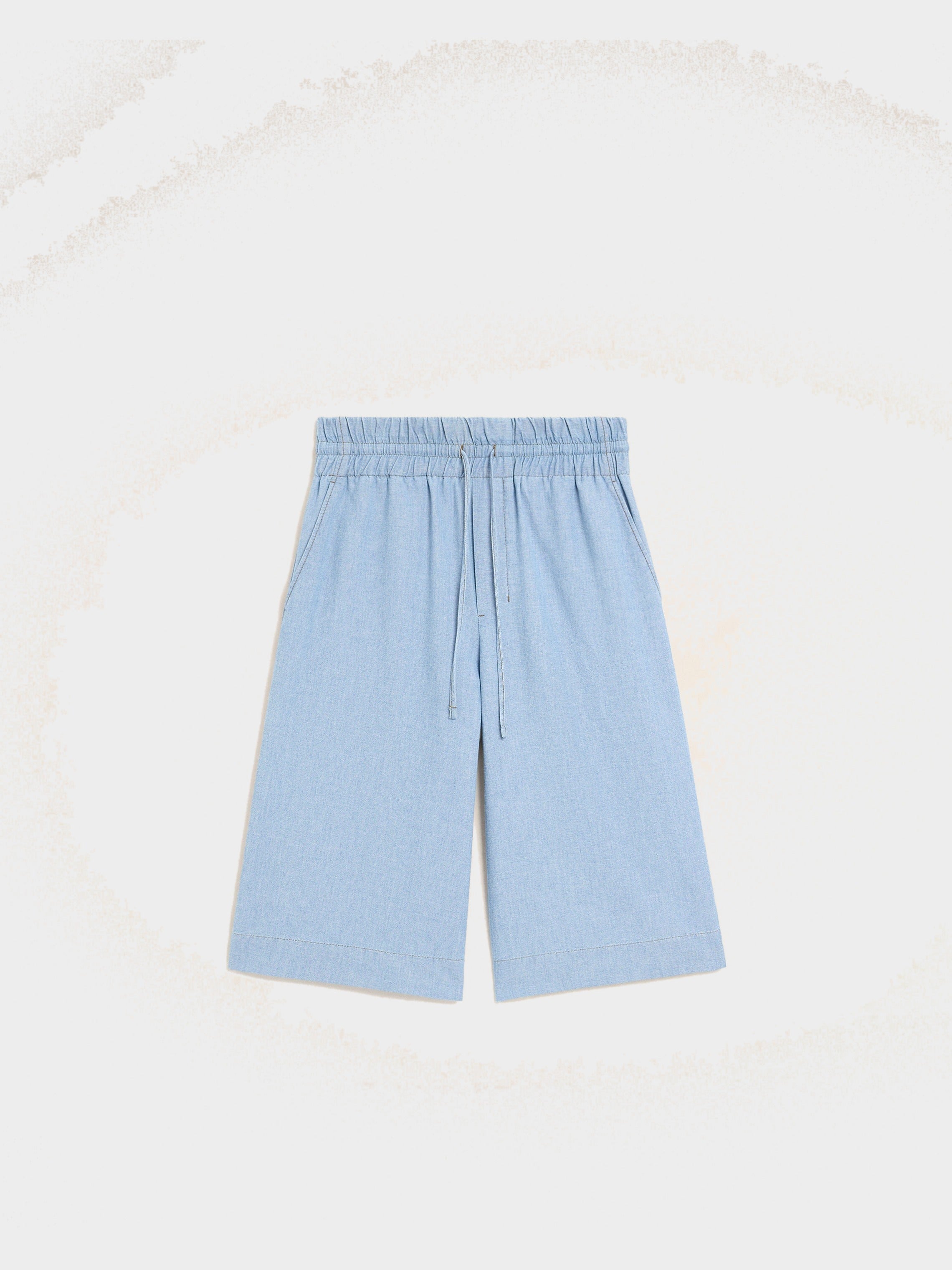 Bermuda bleu large élastiqué en coton