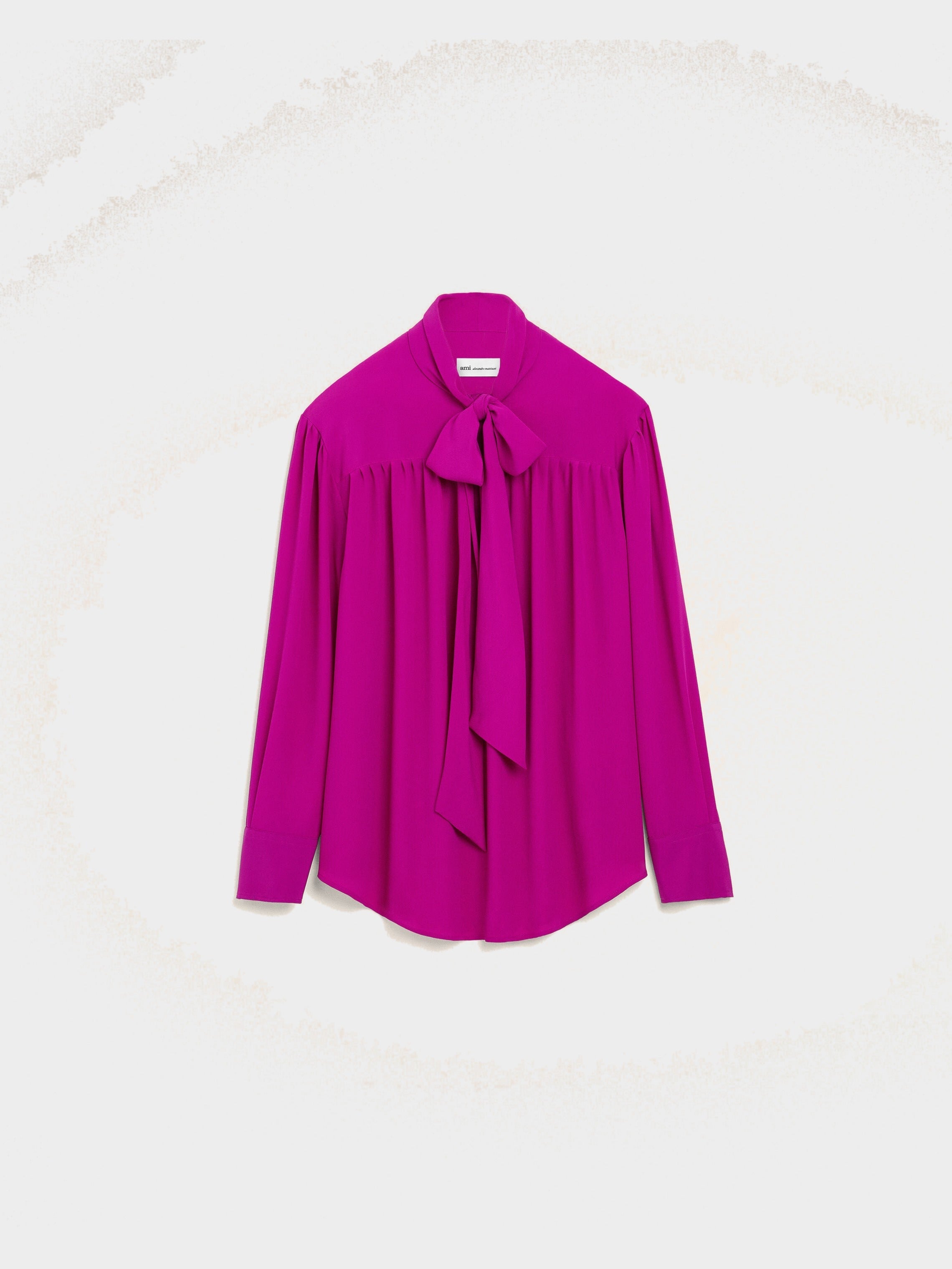 Blouse violette lavallière en soie mélangée