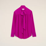 Blouse violette lavallière en soie mélangée