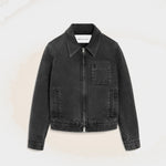 Blouson Noir Zippé Ami De Coeur Ton Sur Ton en Coton