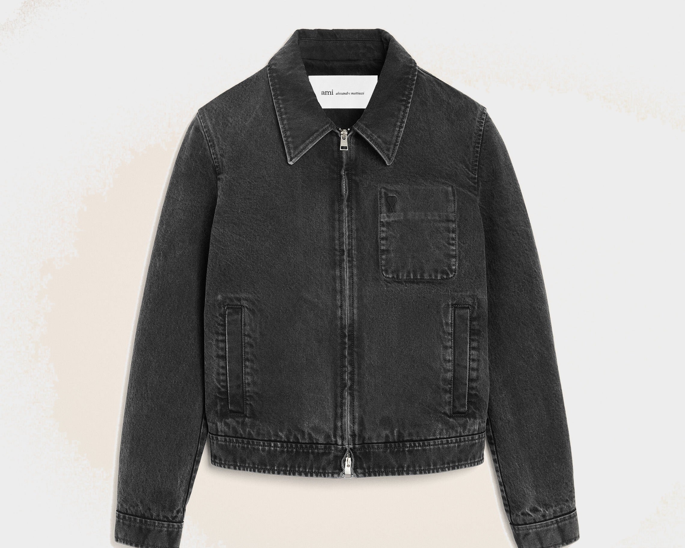 Blouson Noir Zippé Ami De Coeur Ton Sur Ton en Coton