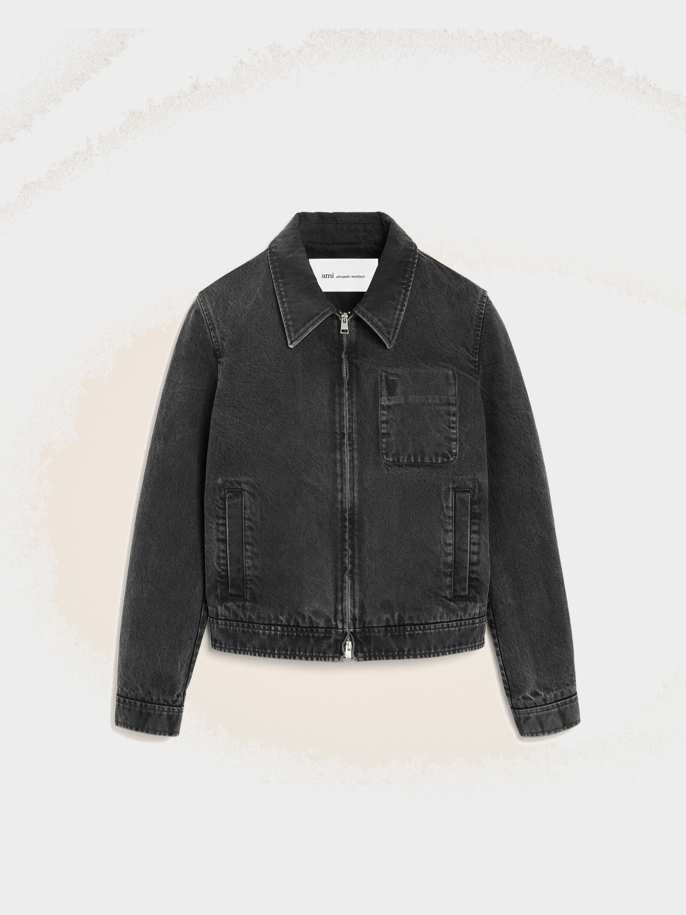 Blouson Noir Zippé Ami De Coeur Ton Sur Ton en Coton