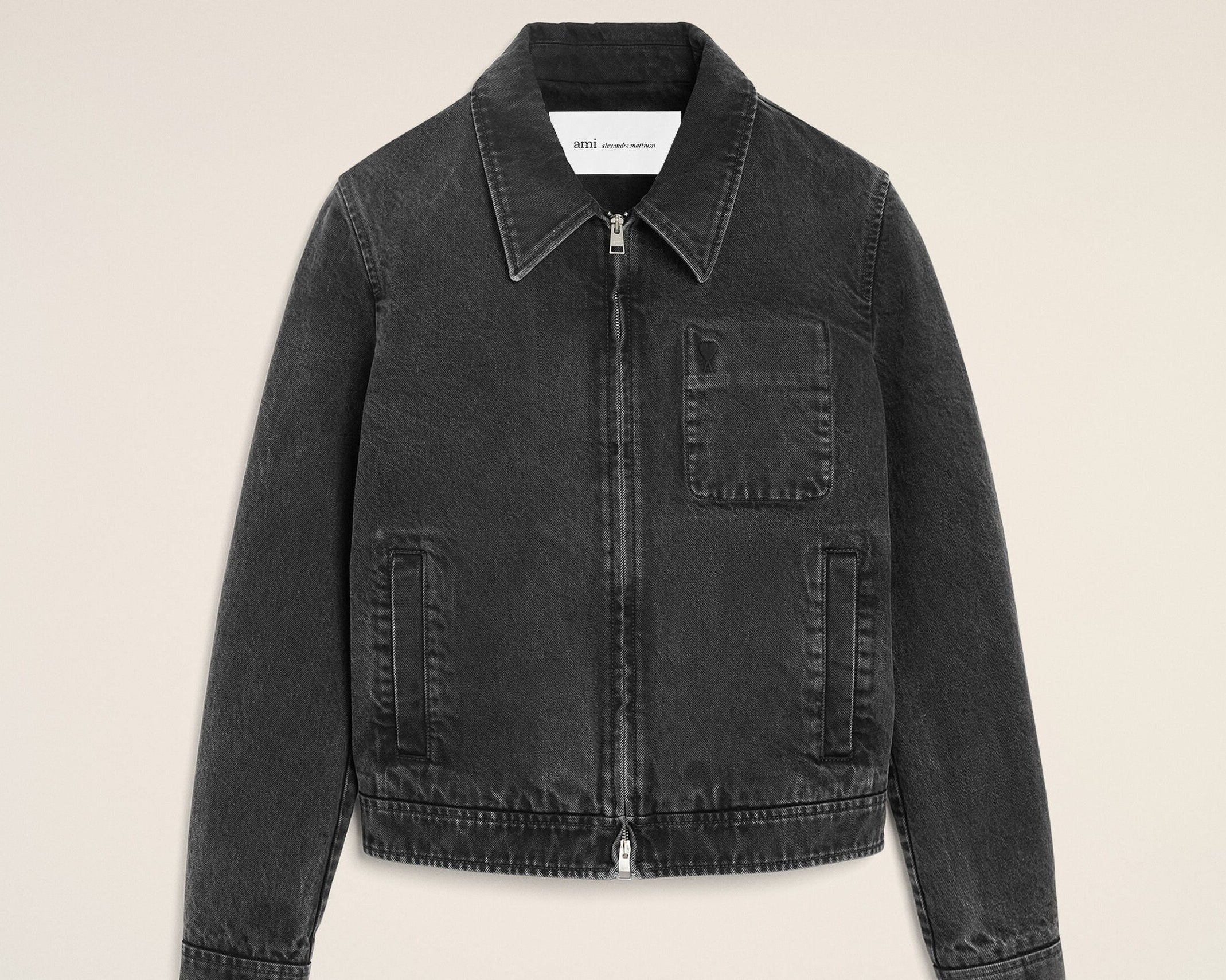 Blouson Noir Zippé Ami De Coeur Ton Sur Ton en Coton