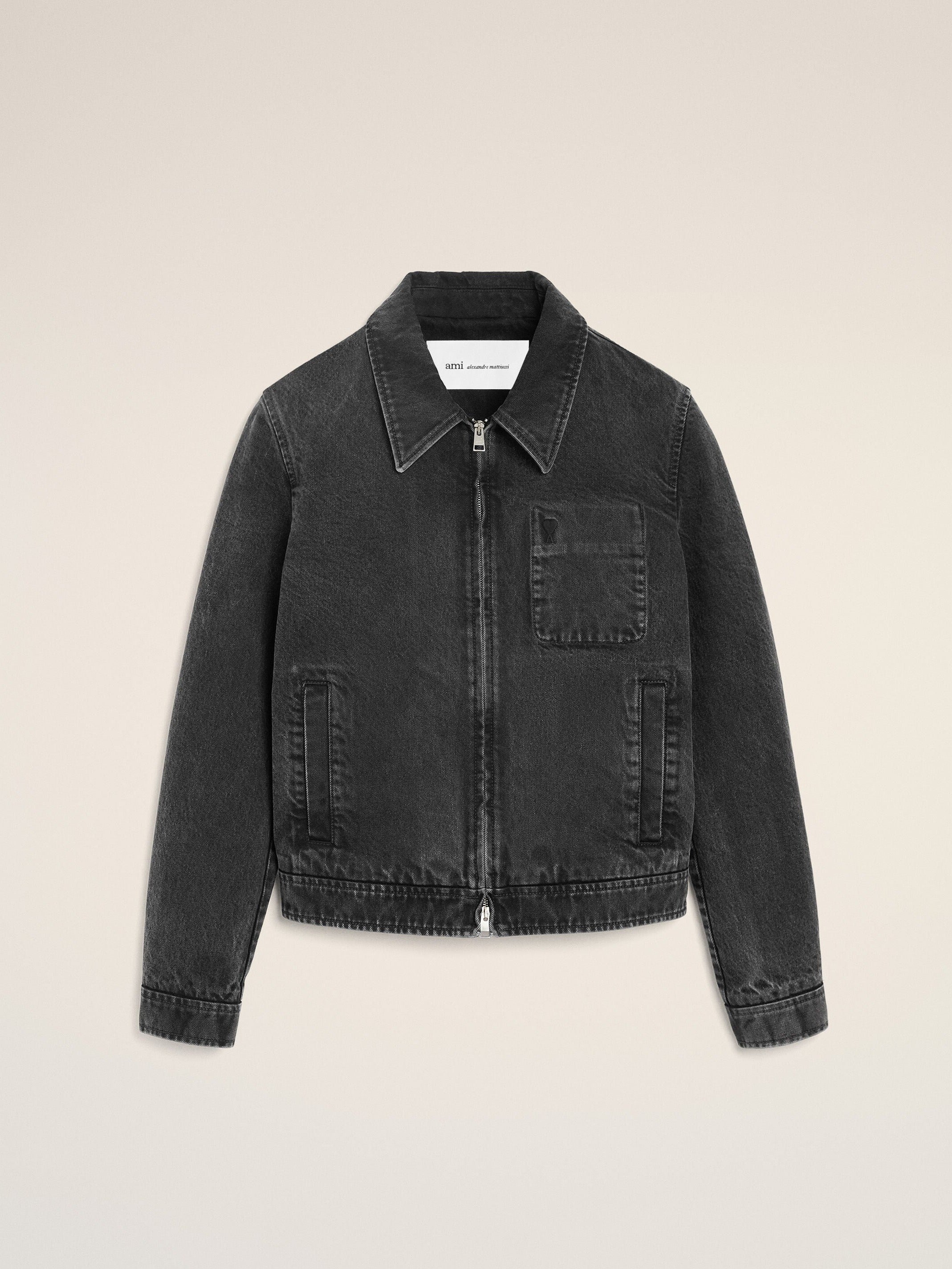 Blouson Noir Zippé Ami De Coeur Ton Sur Ton en Coton