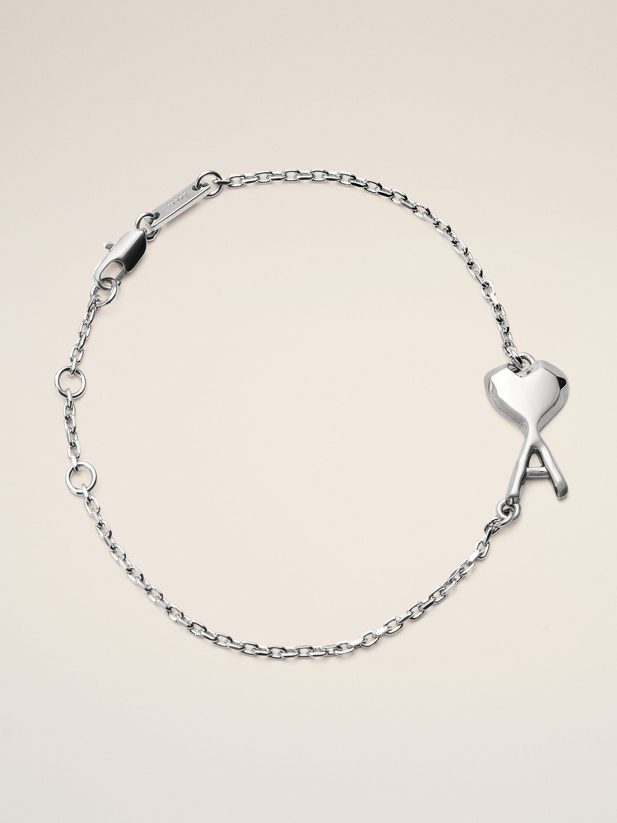 Bracelet argenté en laiton Ami de Coeur martelé