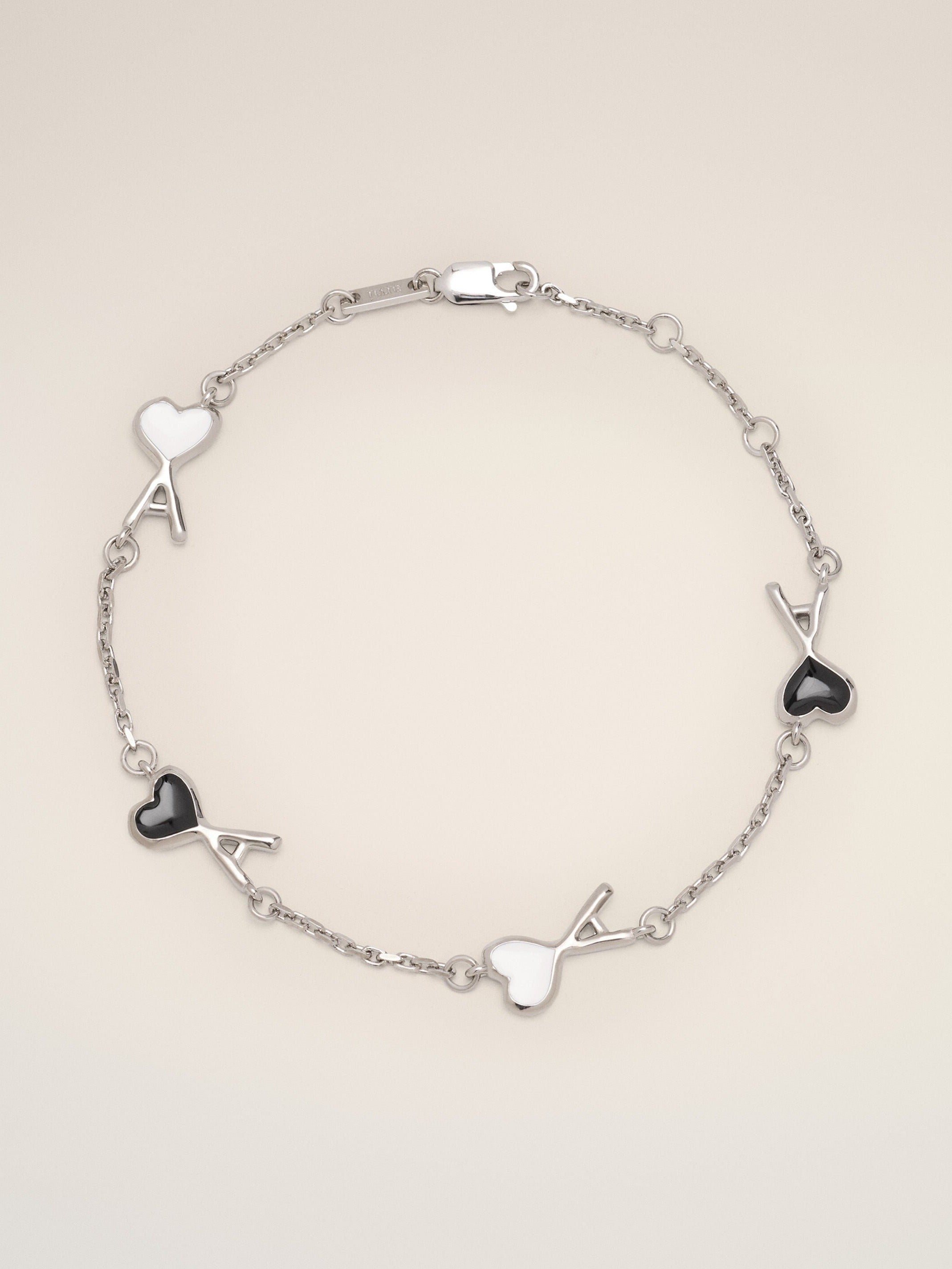 Bracelet argenté en laiton Ami de Coeur martelé