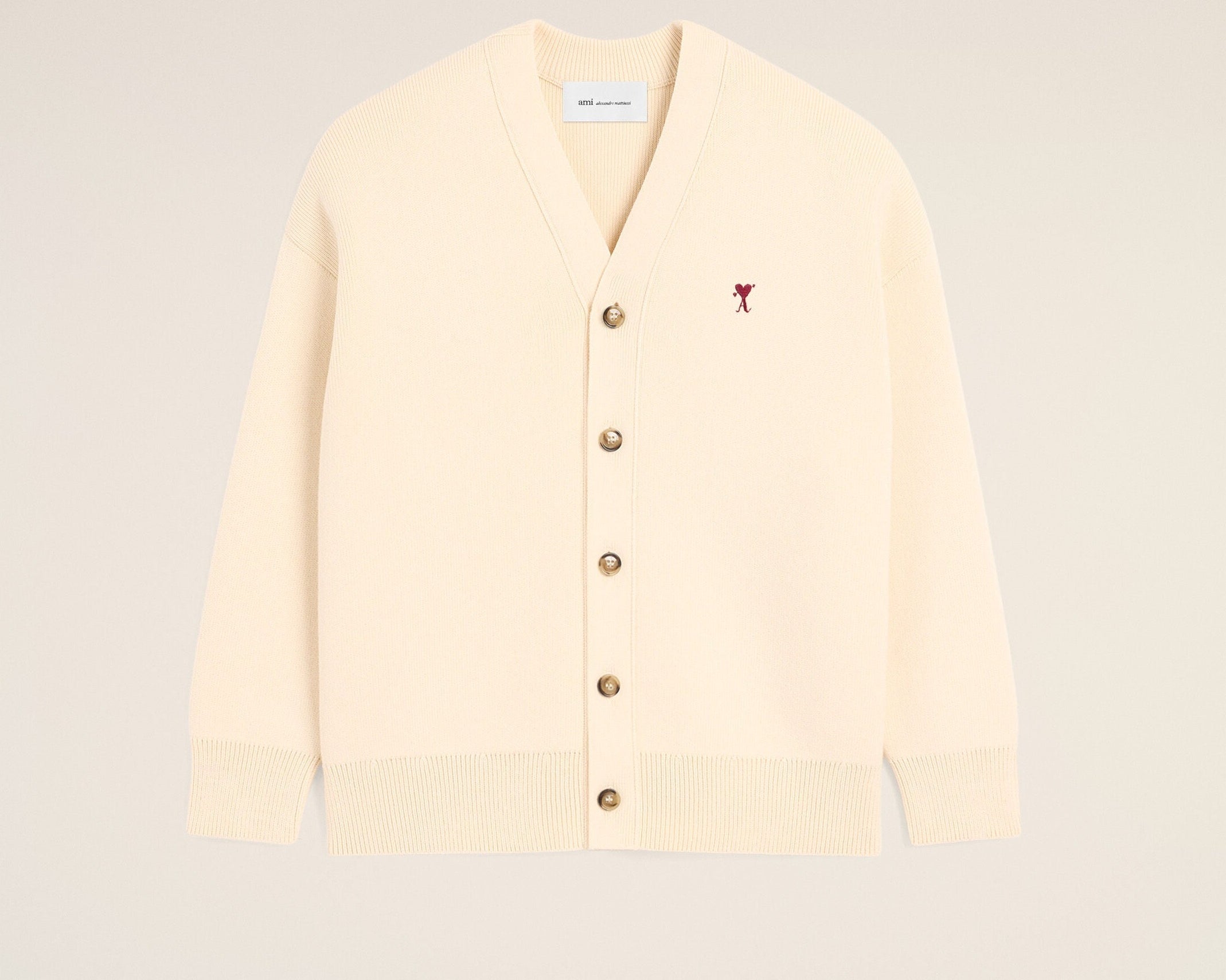 Cardigan blanc en coton et laine Ami de Coeur flèche