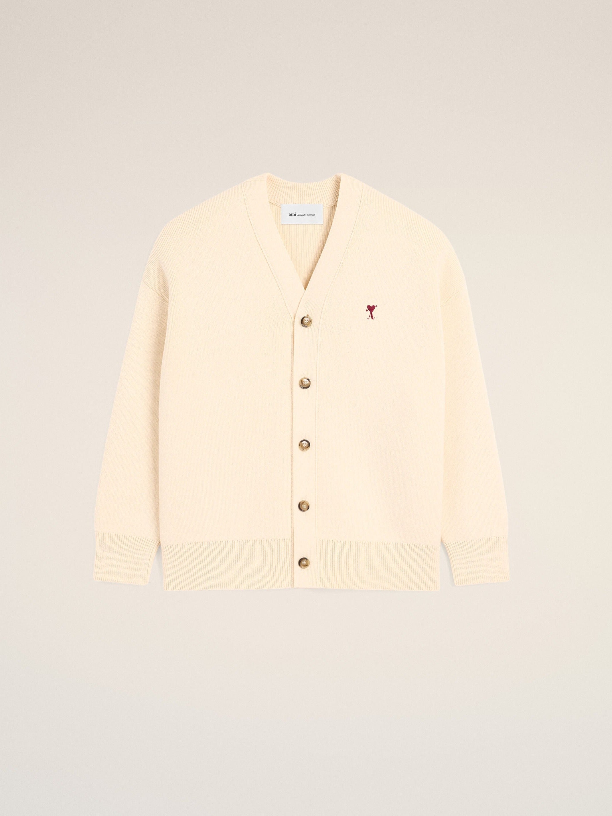 Cardigan blanc en coton et laine Ami de Coeur flèche