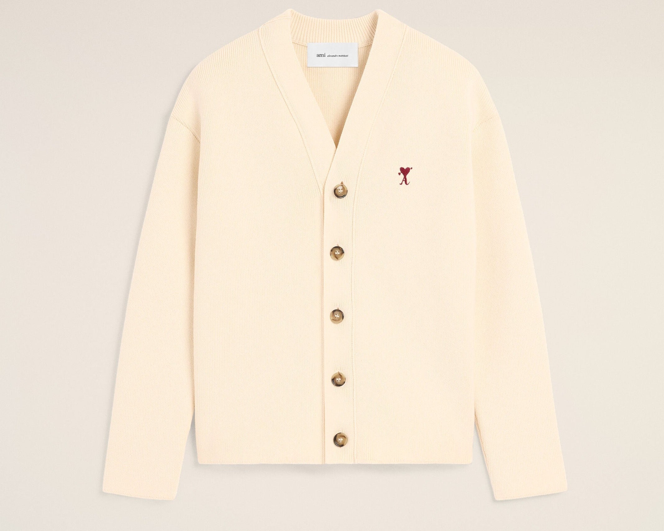 Cardigan blanc en coton et laine Ami de Coeur flèche
