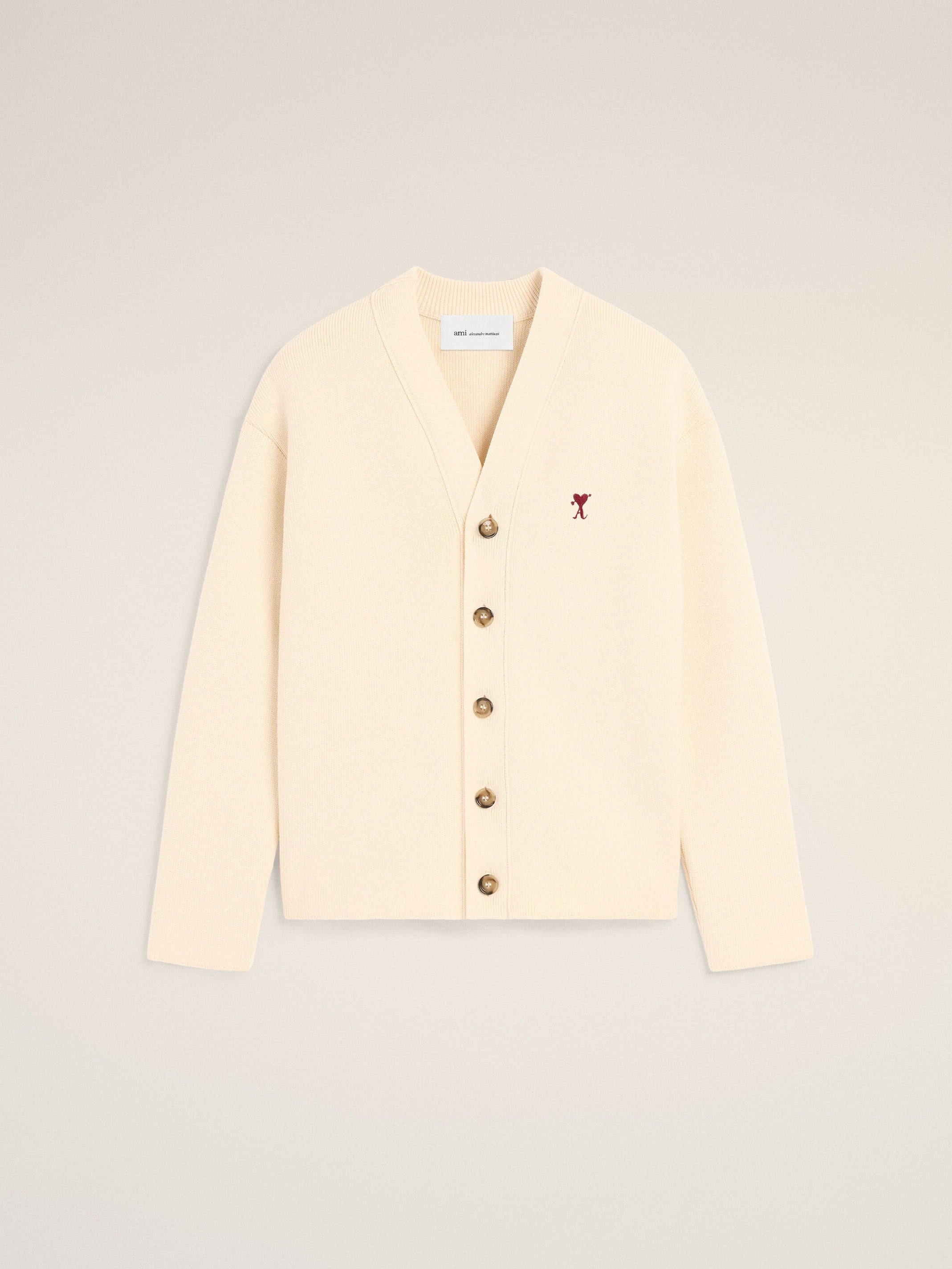 Cardigan blanc en coton et laine Ami de Coeur flèche