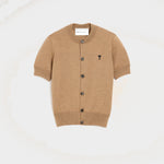 Cardigan marron en laine manches courtes Ami de Coeur