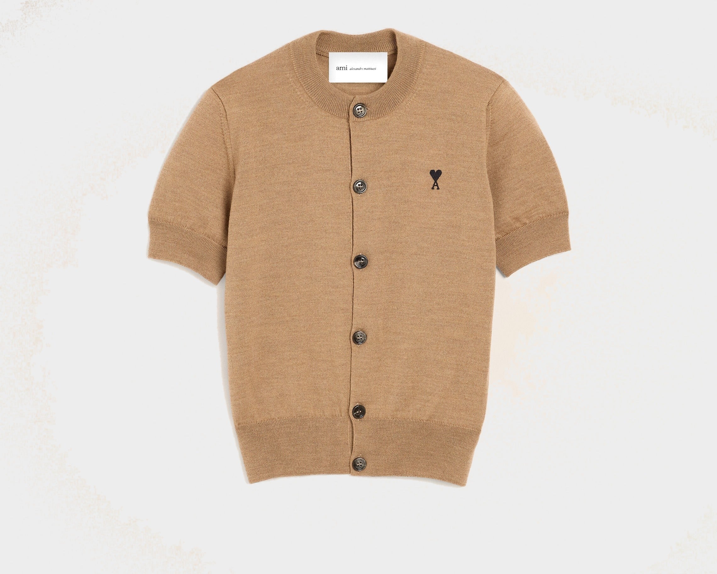 Cardigan marron en laine manches courtes Ami de Coeur