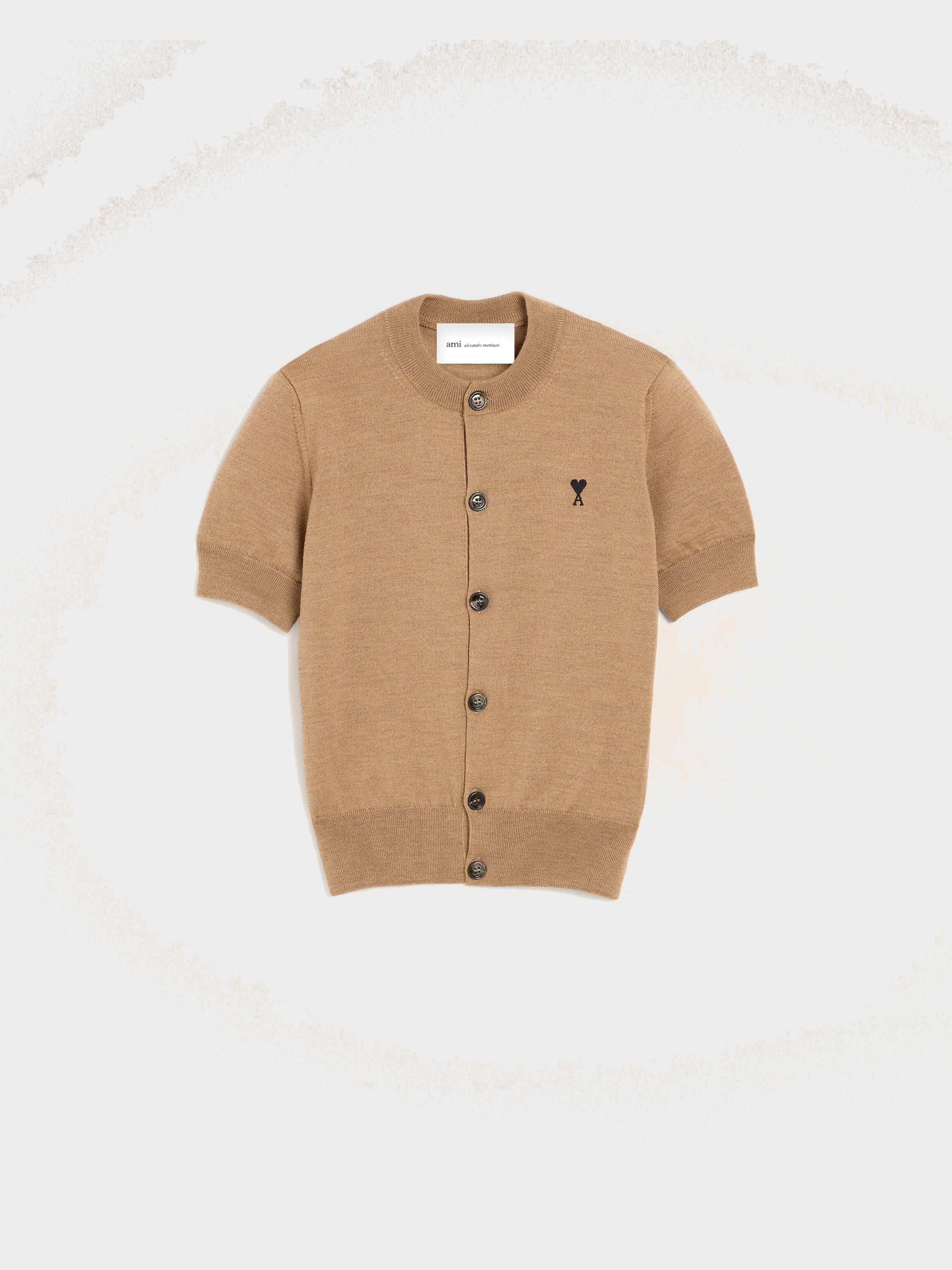 Cardigan marron en laine manches courtes Ami de Coeur