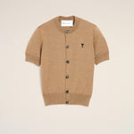 Cardigan marron en laine manches courtes Ami de Coeur