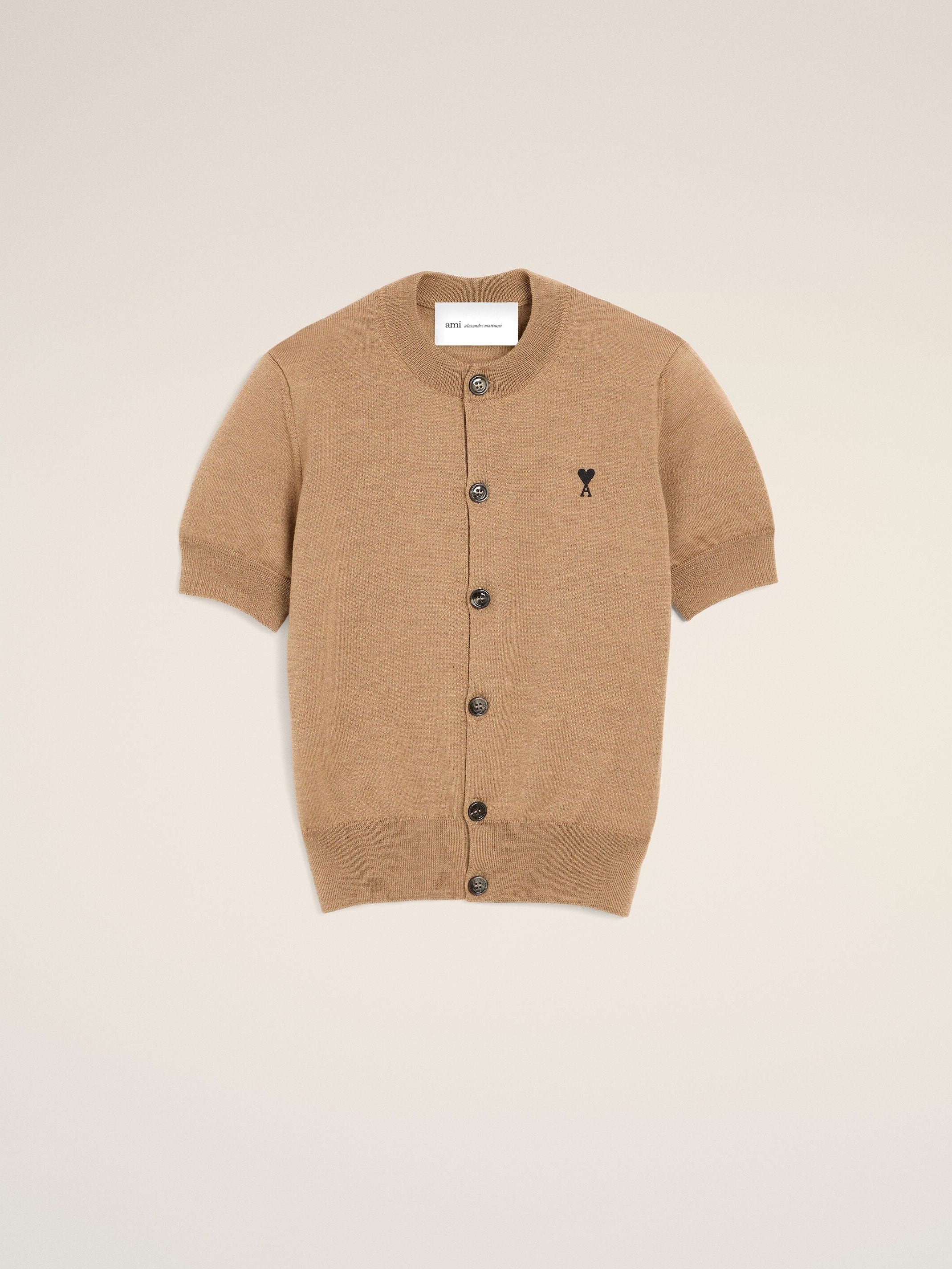 Cardigan marron en laine manches courtes Ami de Coeur