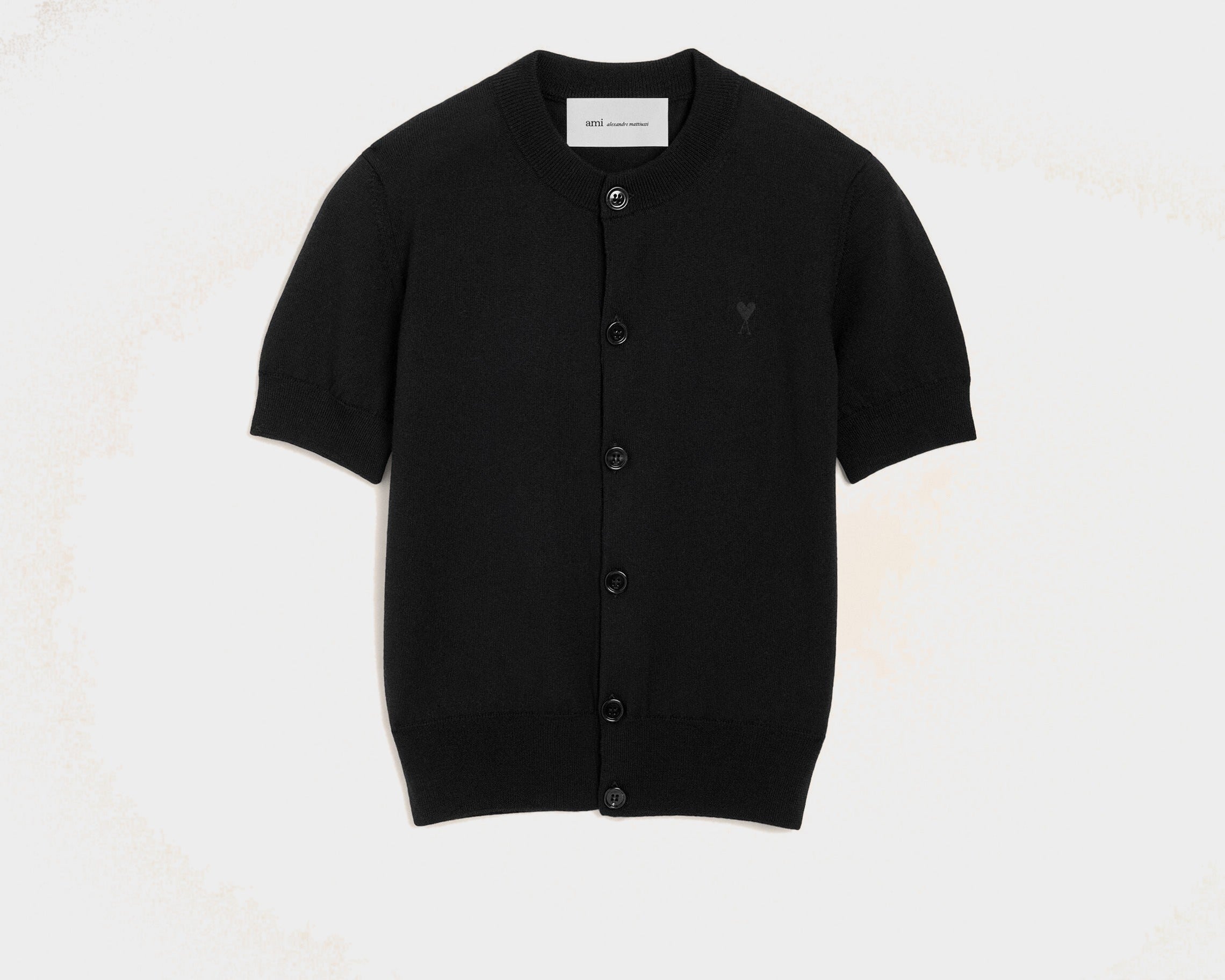 Cardigan noir en laine manches courtes Ami de Coeur