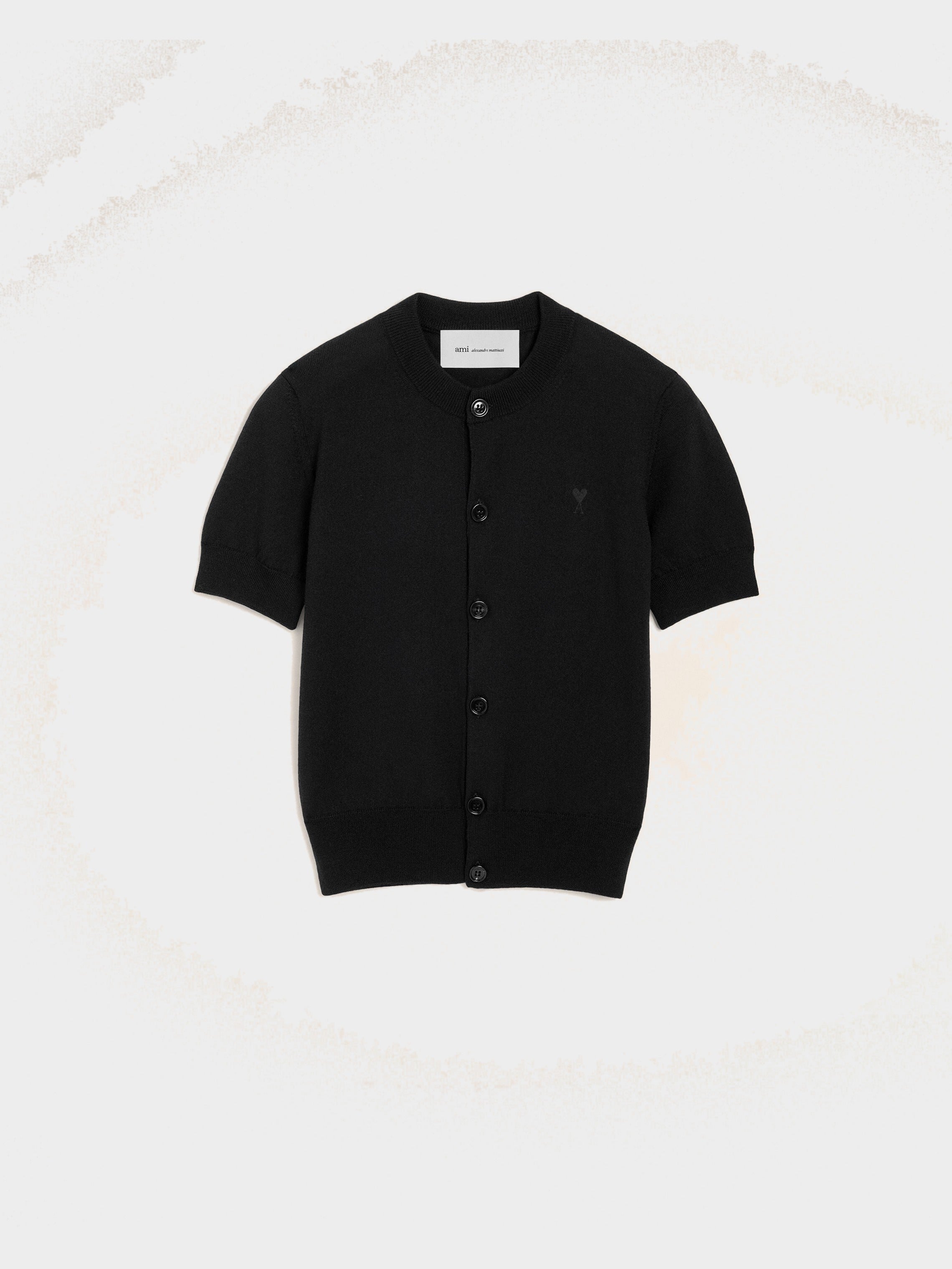 Cardigan noir en laine manches courtes Ami de Coeur