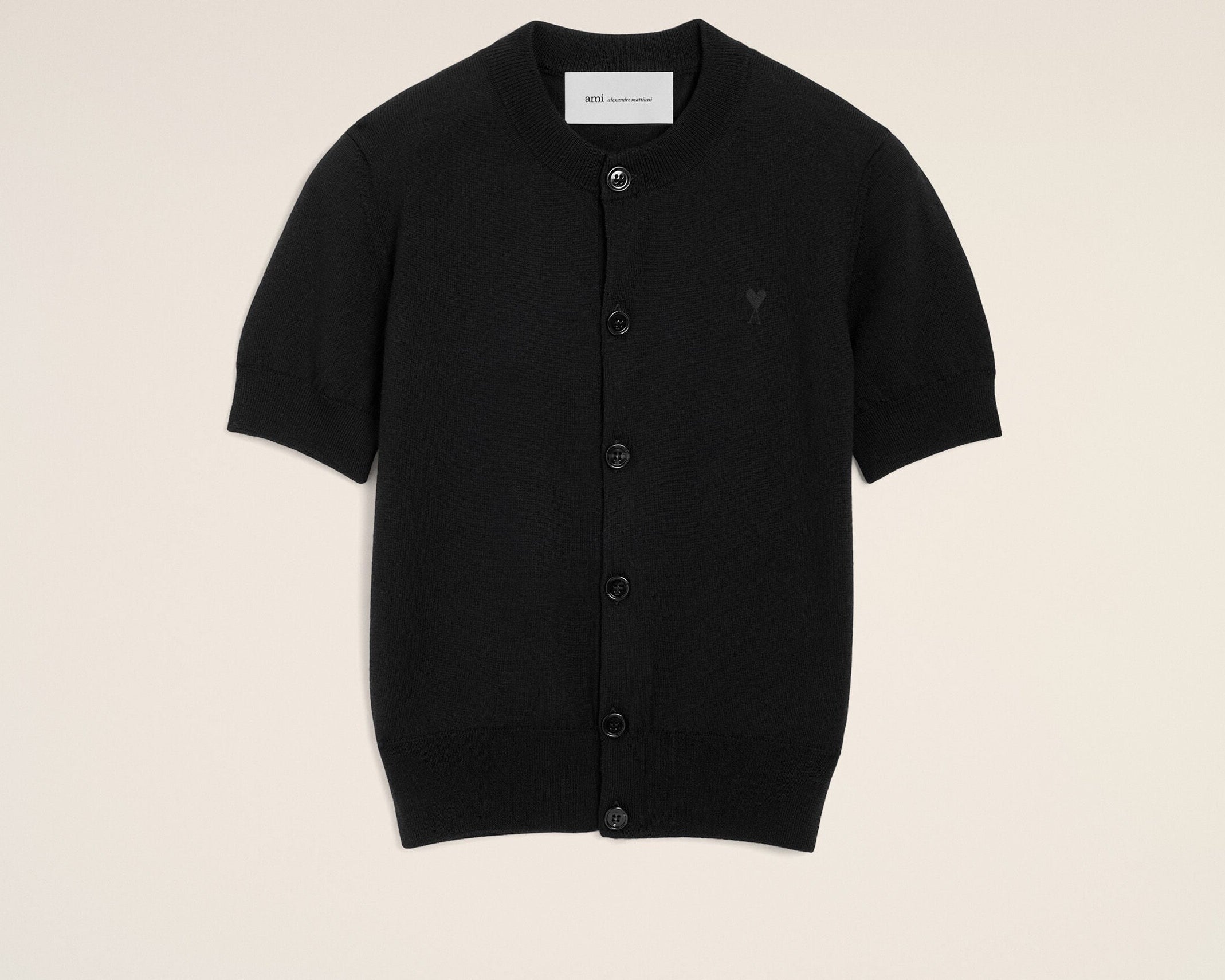Cardigan noir en laine manches courtes Ami de Coeur