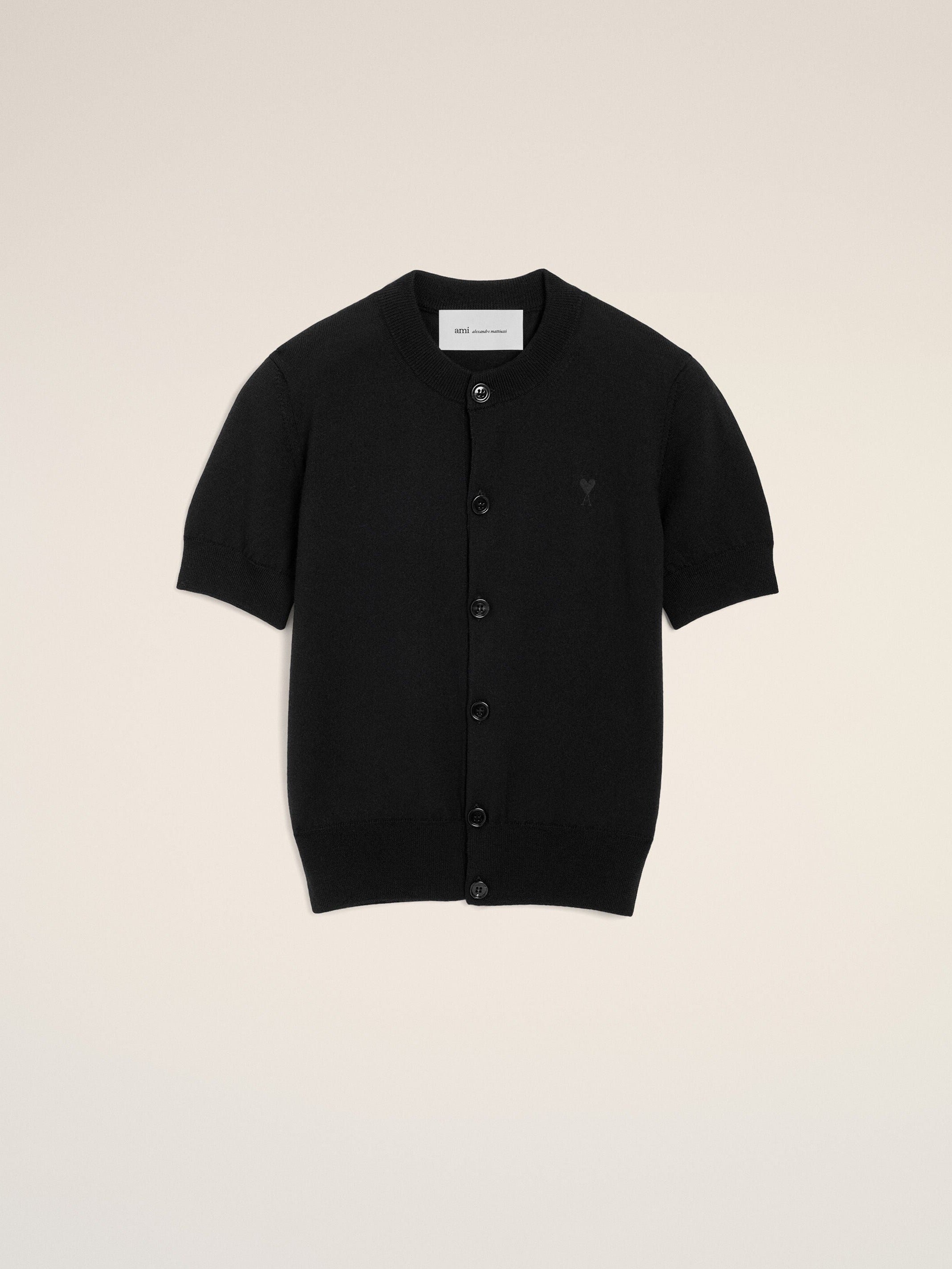Cardigan noir en laine manches courtes Ami de Coeur