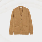 Cardigan Torsadé Marron En Laine Et Coton