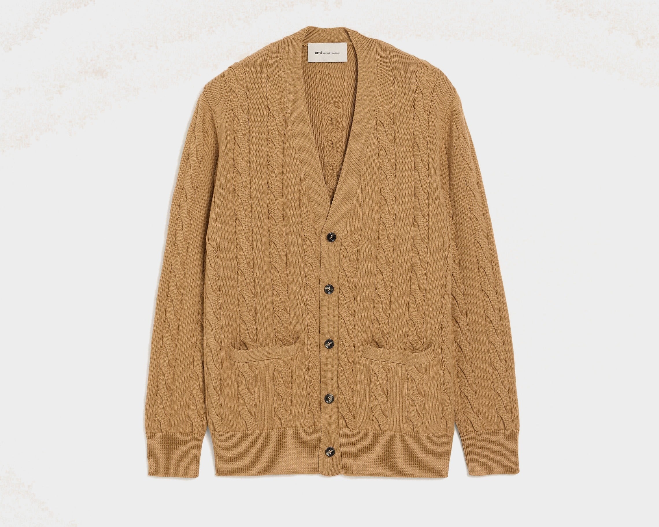 Cardigan Torsadé Marron En Laine Et Coton