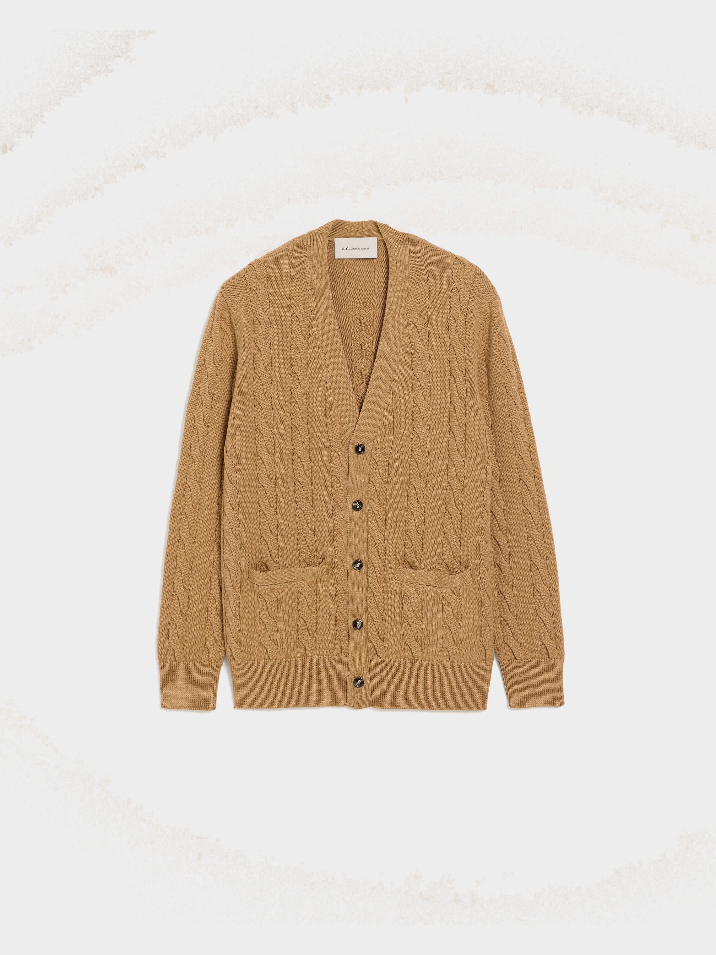 Cardigan Torsadé Marron En Laine Et Coton