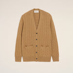 Cardigan Torsadé Marron En Laine Et Coton