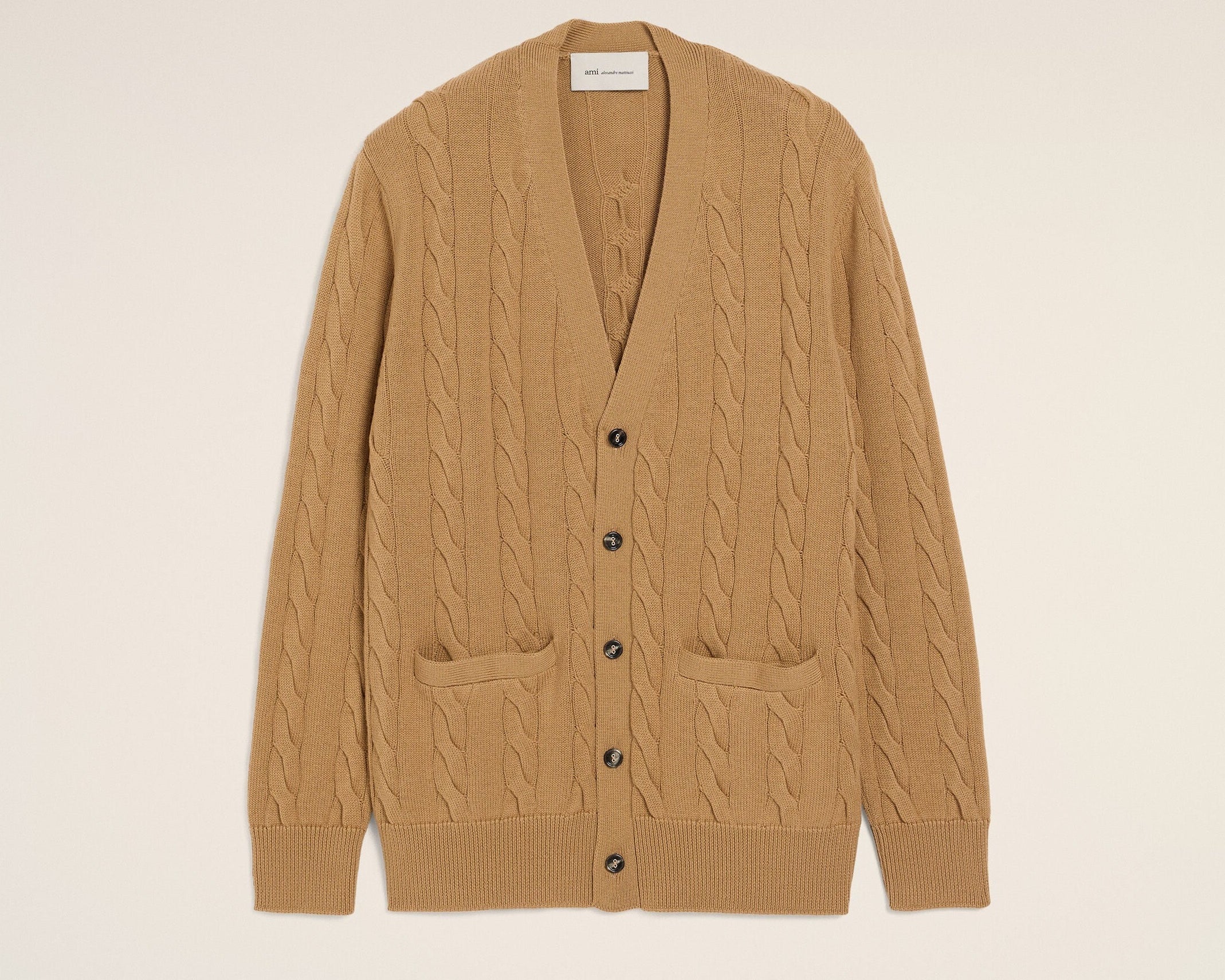 Cardigan Torsadé Marron En Laine Et Coton