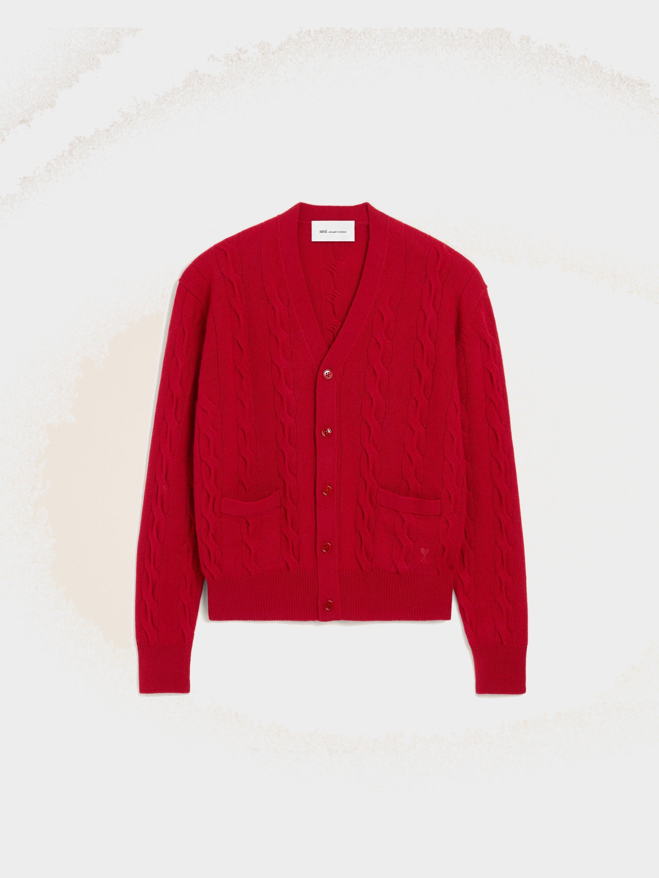 Cardigan torsadé rouge en laine