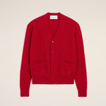 Cardigan torsadé rouge en laine