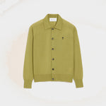 Cardigan Vert Col Chemise Ami De Coeur en Laine