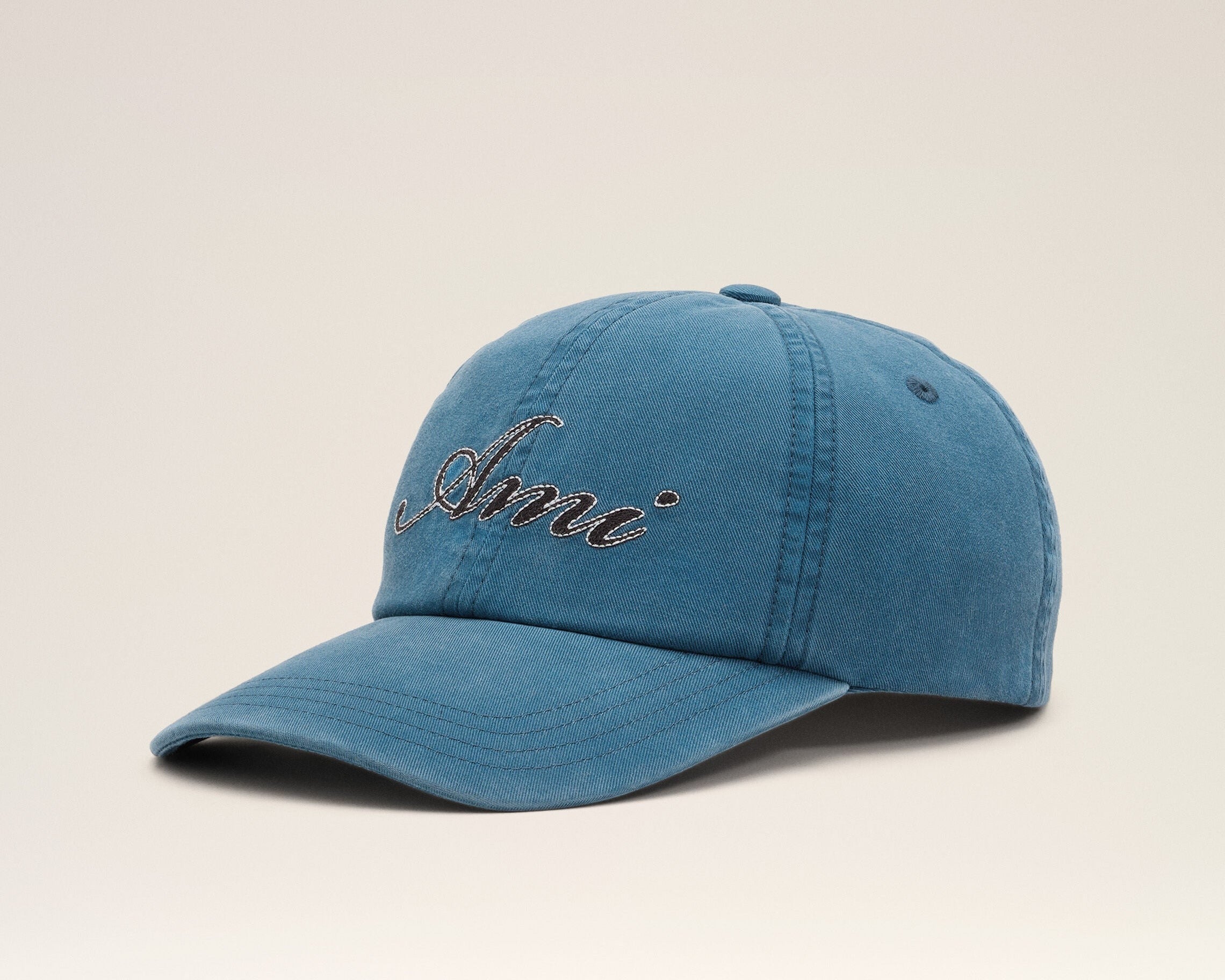 Casquette bleue en coton broderie Ami Paris