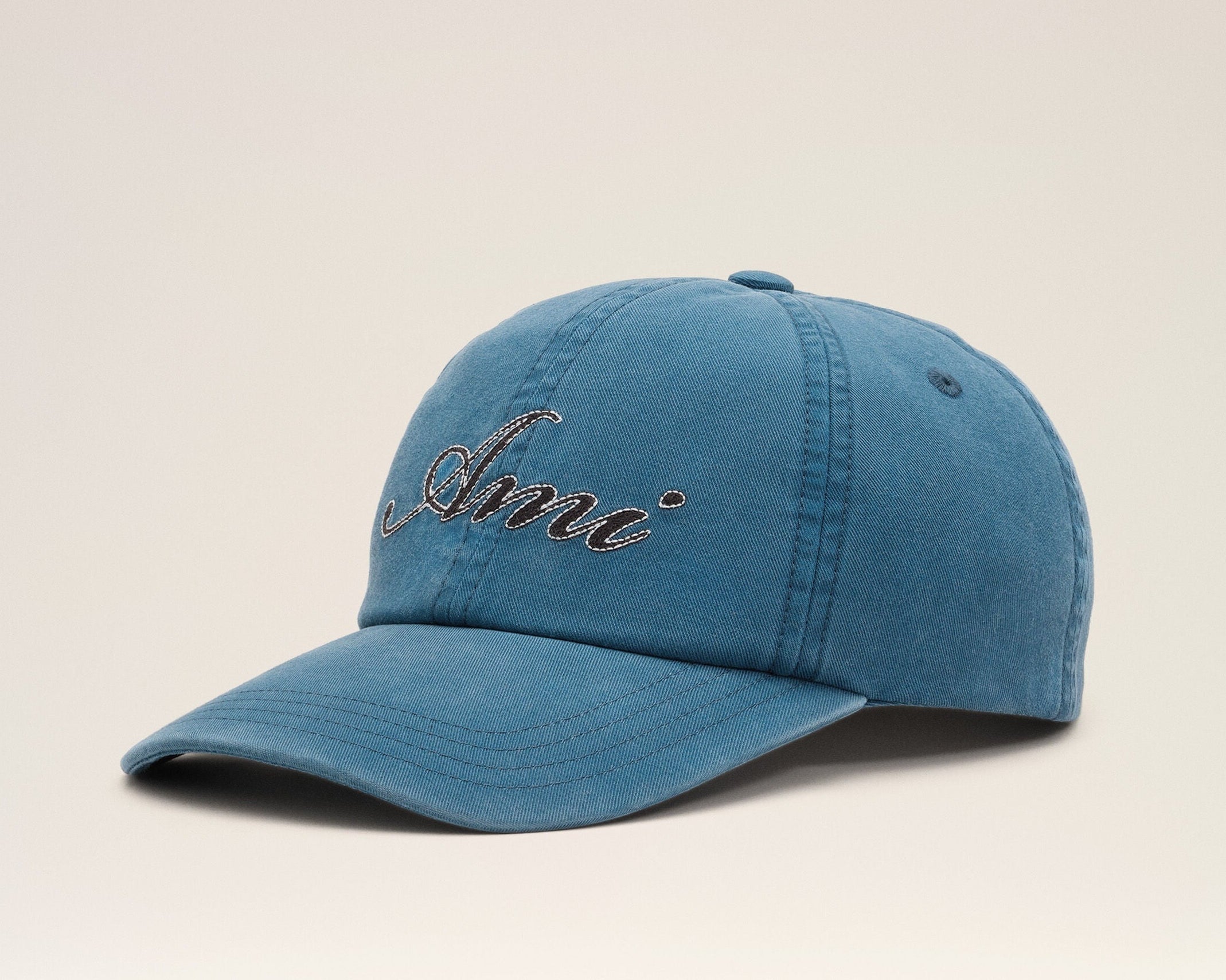 Casquette bleue en coton broderie Ami Paris