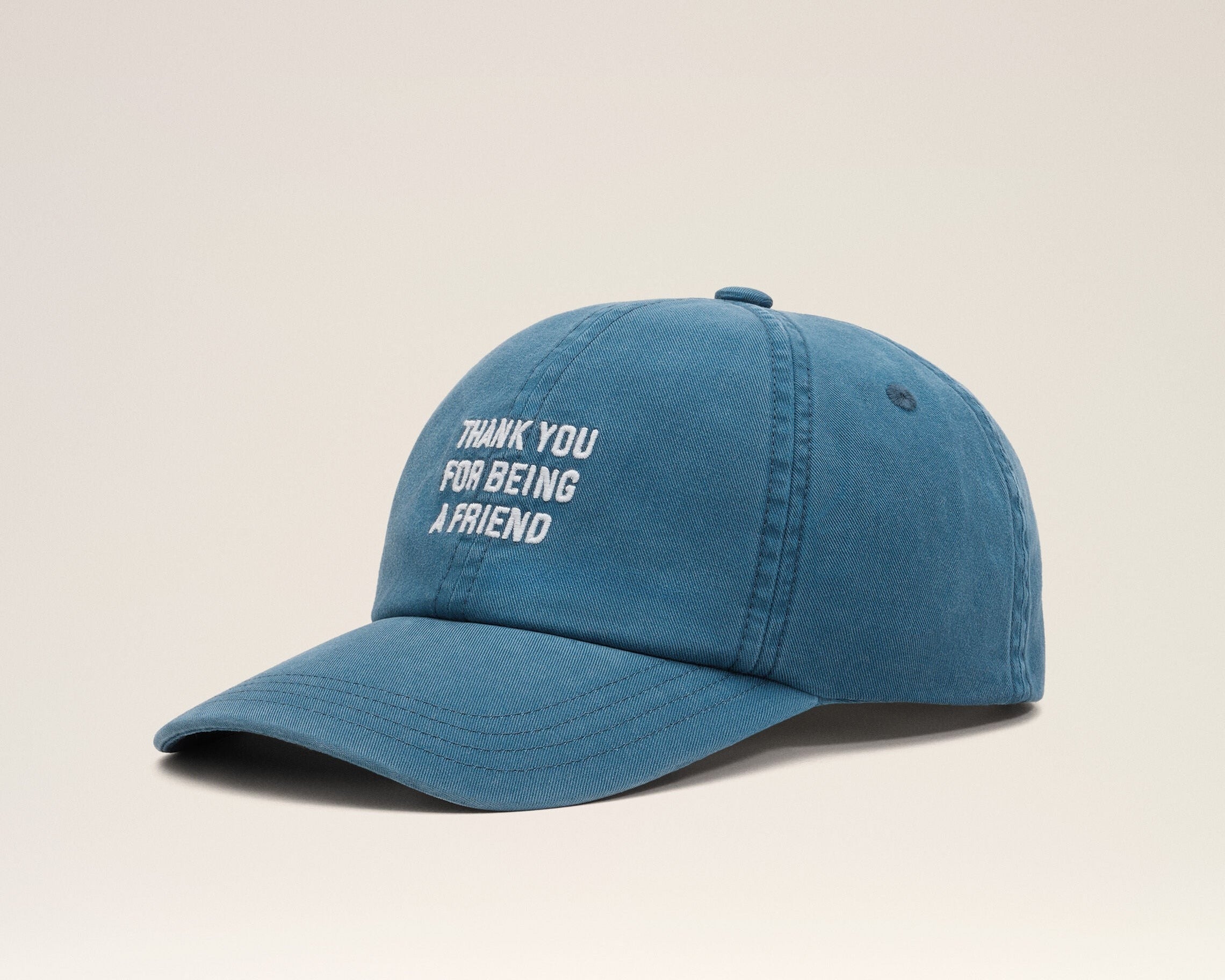 Casquette bleue en coton "Thank you for being a friend"