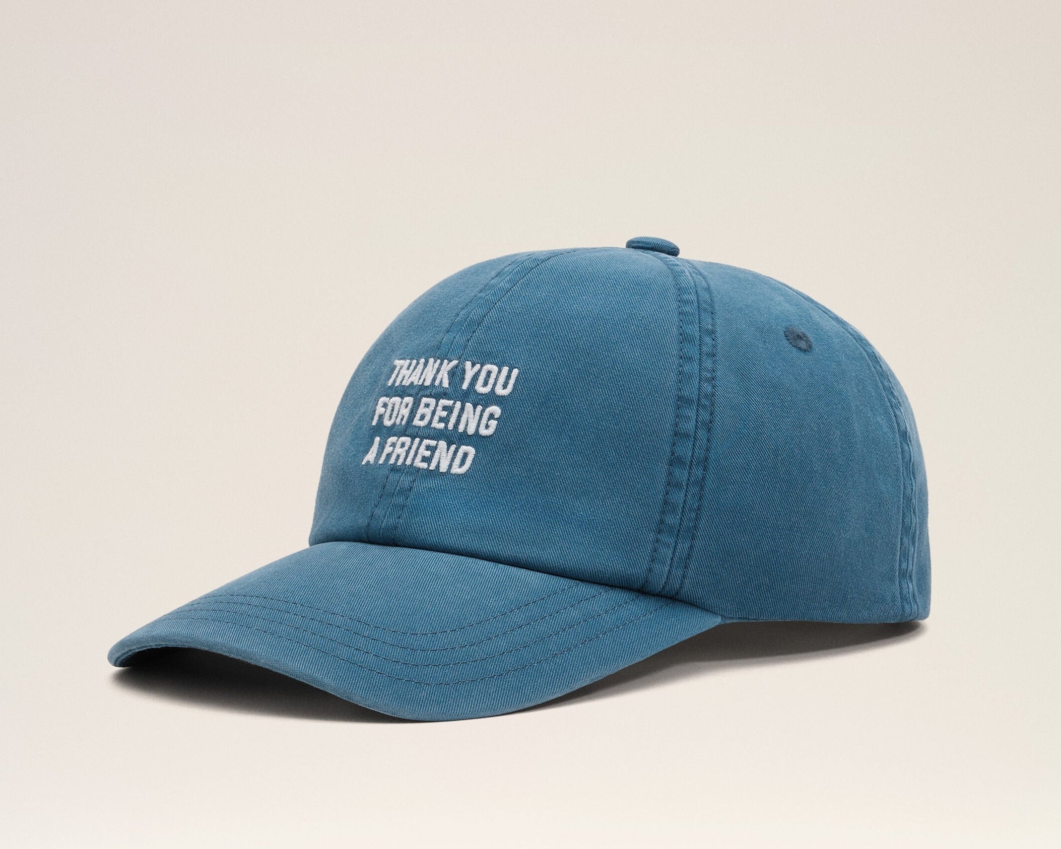 Casquette bleue en coton "Thank you for being a friend"