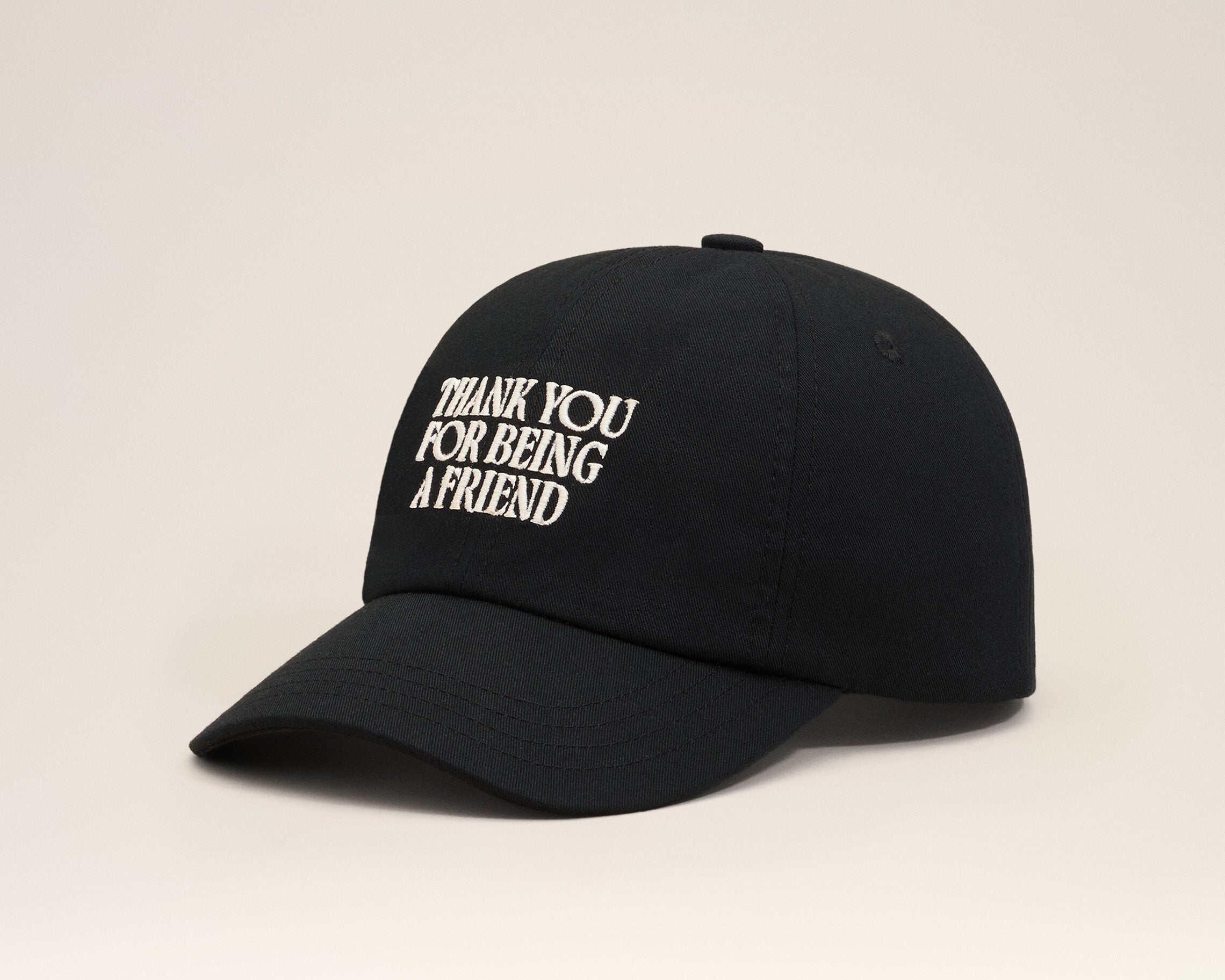 Casquette Noire Broderie Thank You For Being A Friend en Coton