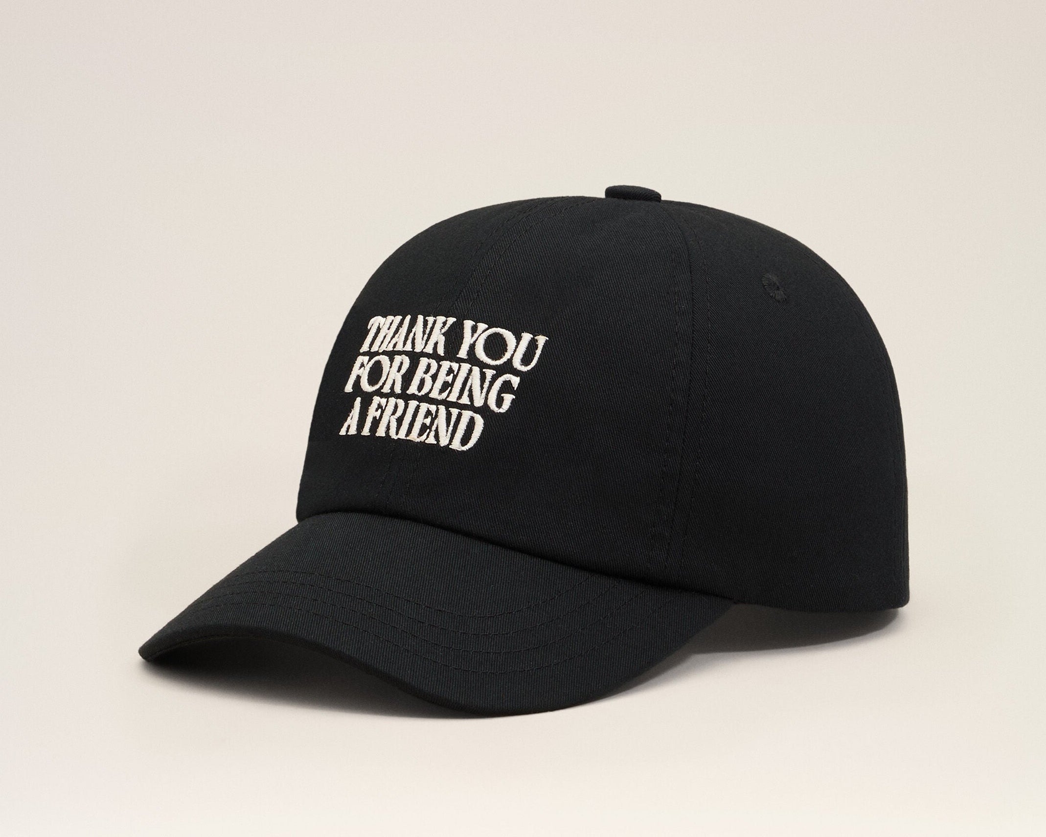 Casquette Noire Broderie Thank You For Being A Friend en Coton