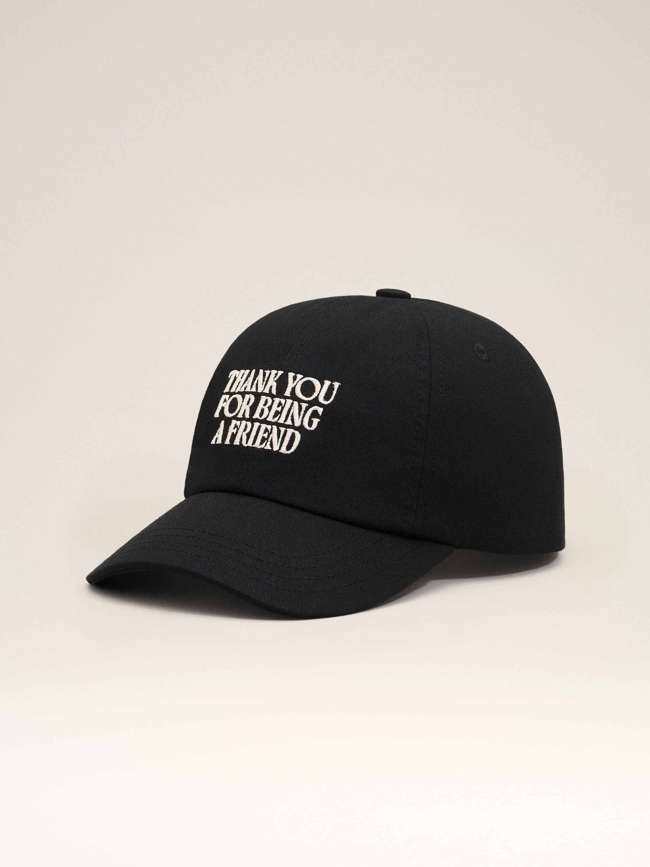 Casquette Noire Broderie Thank You For Being A Friend en Coton